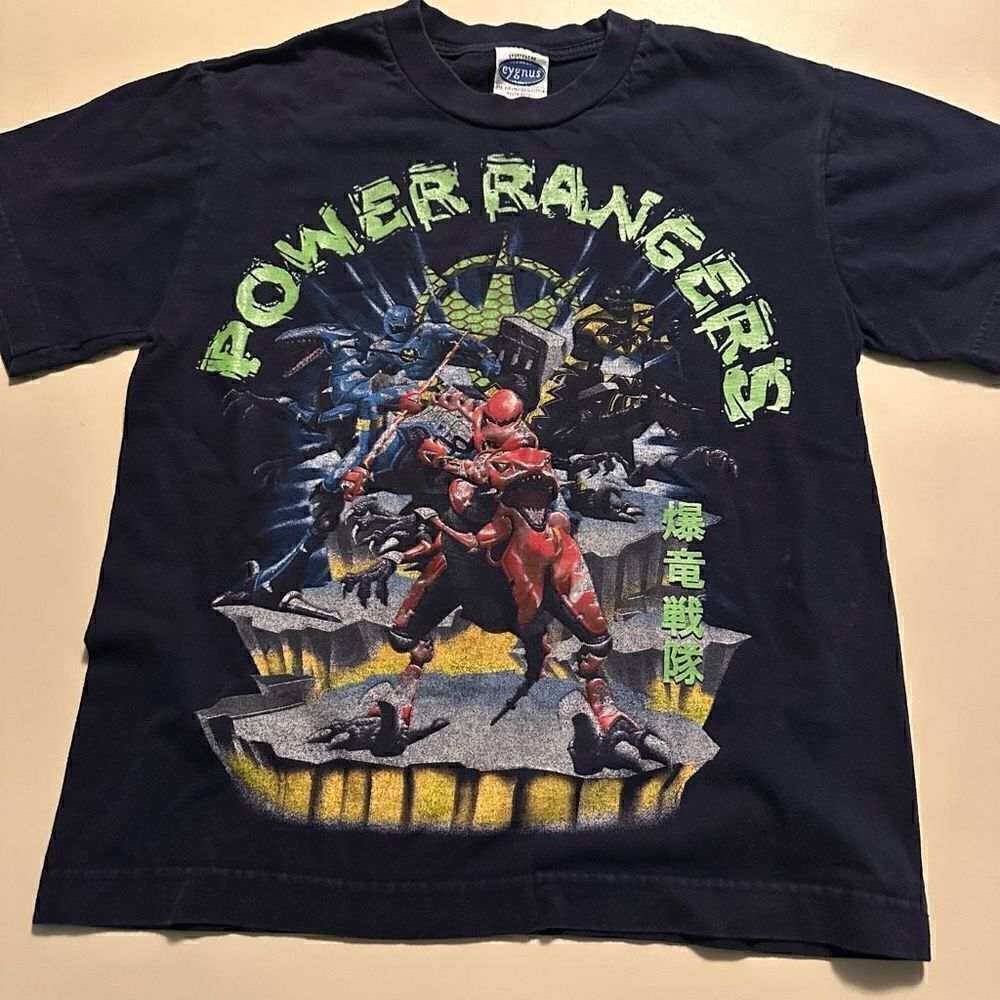 Vintage 90s  Power Rangers Kids Graphic Black T Shirt Size Small